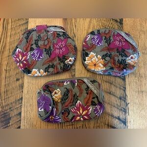 Oscar de la Renta Kisslock Floral Pouch Cosmetic Jewelry Travel Bag set of 3